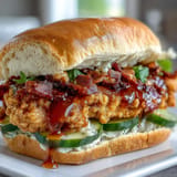 Juicy, golden-brown Hot Honey Chicken Sandwich ready to be devoured.