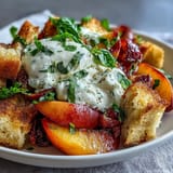 Tomato Peach Panzanella Burrata