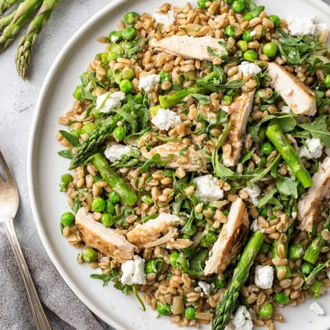 Warm Spring Farro Chicken Salad