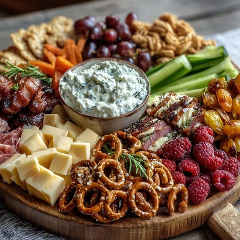 Colorful snack board featuring assorted cheeses, cured meats, and vibrant fruits for graduation celebrations.  