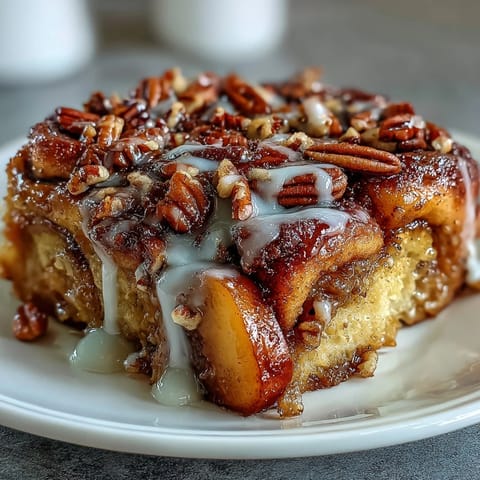 Gooey peach cobbler cinnamon roll casserole, perfect for brunch.