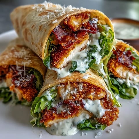 Tender, breaded chicken fills these flavorful Caesar wraps.