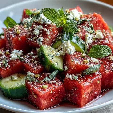 Taste summer's best: Watermelon Feta Crunch Salad with fragrant, toasted pistachio crunch.