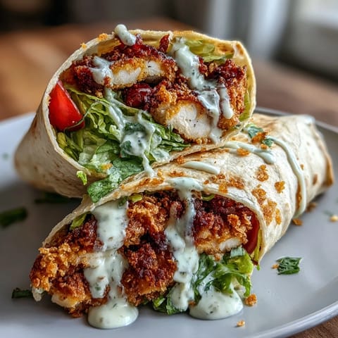 Deliciously wrapped Caesar chicken, highlighting a crunchy corn coating and vibrant greens.