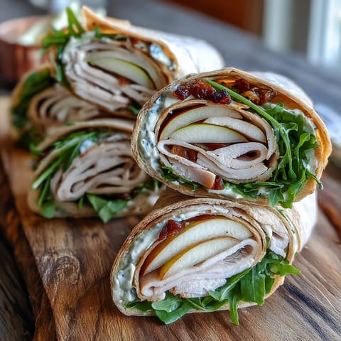 Pear Turkey Cheddar Wraps with ripe pear, sharp cheddar, and turkey.
