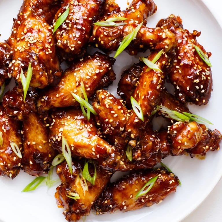 Tender baked Asian Sticky Wings fresh from the oven with a caramelized glaze, served hot as an appetizer for a party or game day.