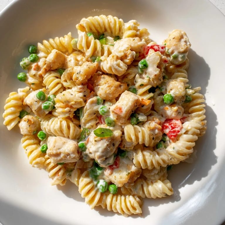 Easy Crispy Chicken Ranch Pasta Salad ready for a picnic, showcasing crunchy panko-coated chicken, tender pasta, and fresh veggies mixed with creamy dressing.