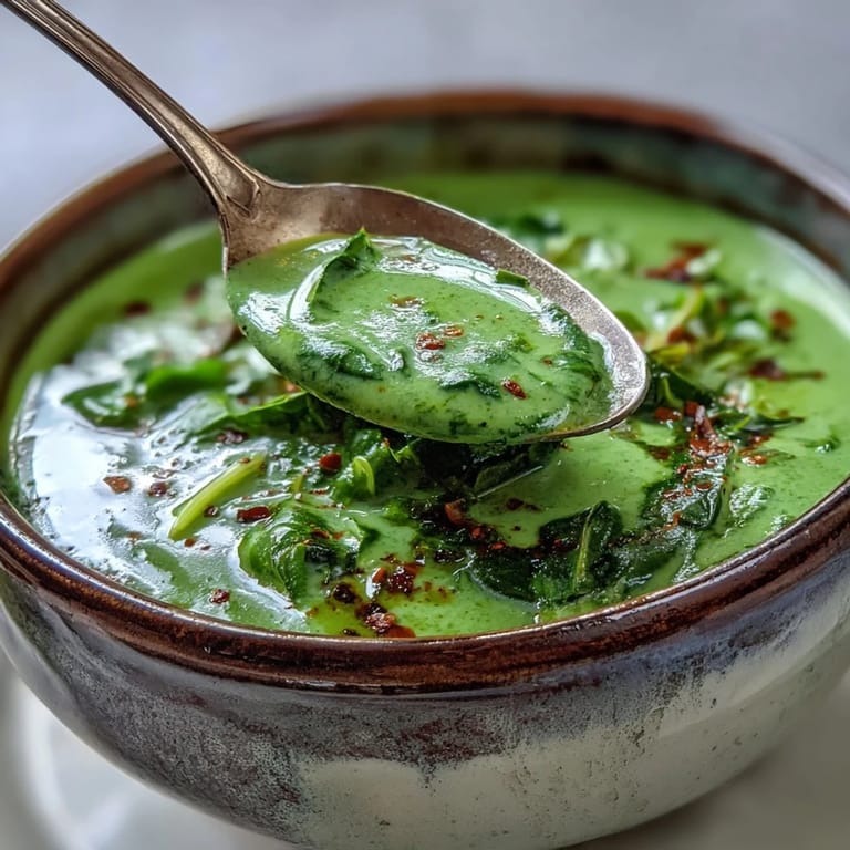 Savor this flavorful Spinach Coriander Lemongrass Soup, perfectly blended and seasoned for warmth.