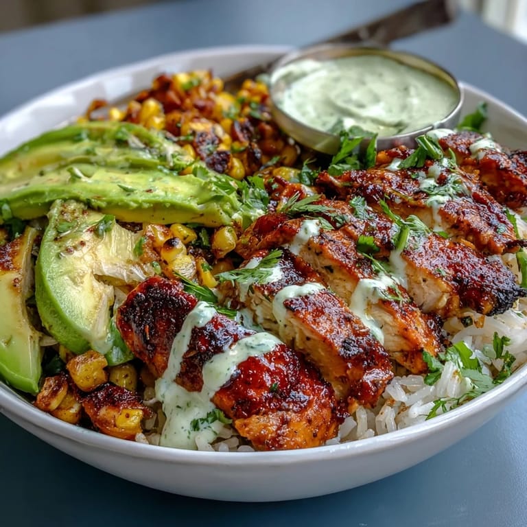 Colorful Street Corn Chicken Rice Bowls, a hearty and flavorful Mexican-inspired meal.
