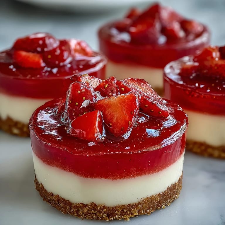 Refreshing individual strawberry lemonade jello cheesecake cups ready to chill and enjoy.