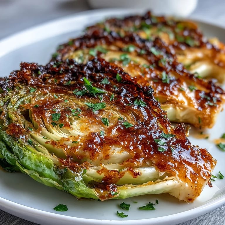 Tender Garlic Parmesan Cabbage Steaks, baked until the cheese is melted and delicious.
