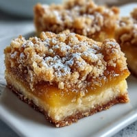 Homemade Lemon Crumb Bars on a white plate with a cup of tea, showcasing golden crumb topping.
