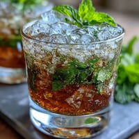 A frosty glass of Kentucky Derby Mint Julep Mocktail with crushed ice and fresh mint garnish.