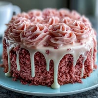 Blush-pink Bridal Shower Rosé Velvet Cake artfully adorned with elegant gold drip.